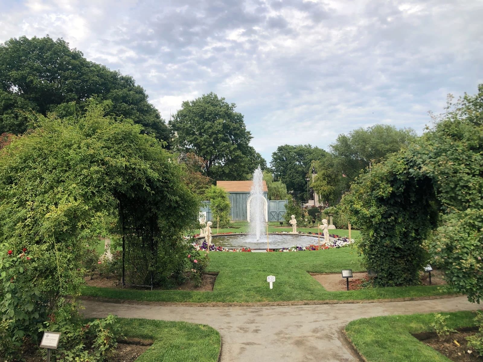 Kelleher Rose Garden with fountains and archways